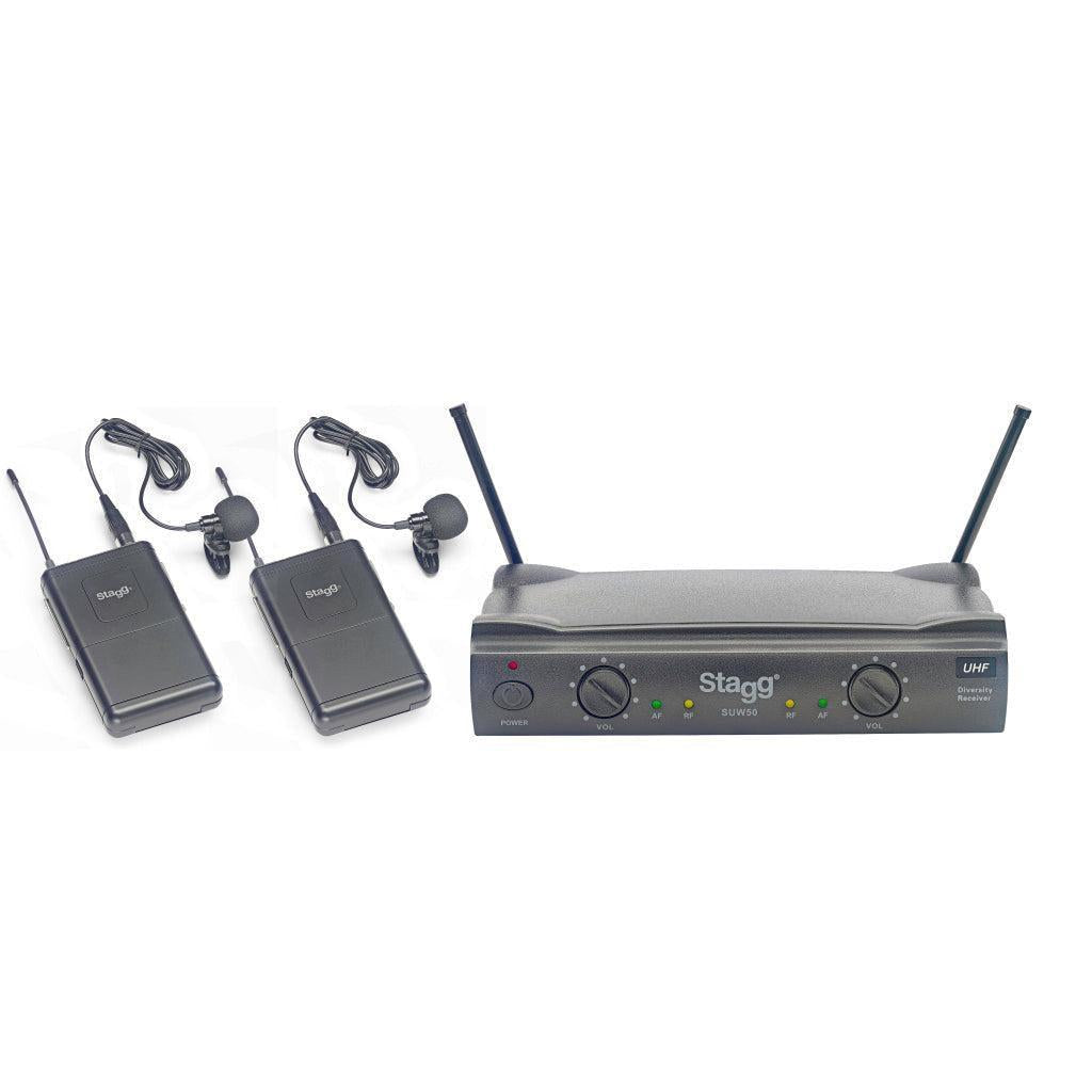 Stagg UHT True Diversity 2-Channel Lavalier Microphone Wireless System