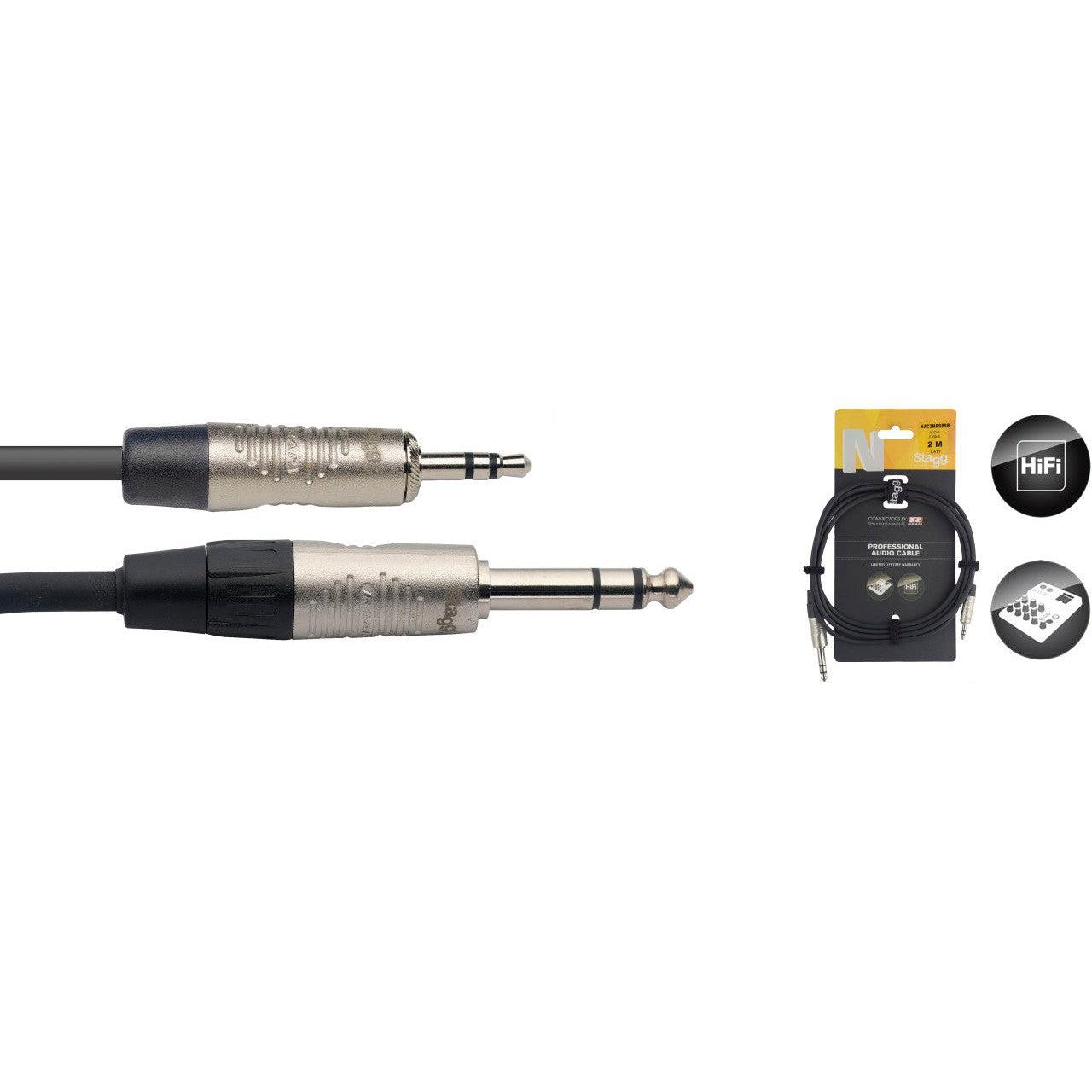 Stagg stereo han mini Jack til 6.3 mm stereo han Jack kabel