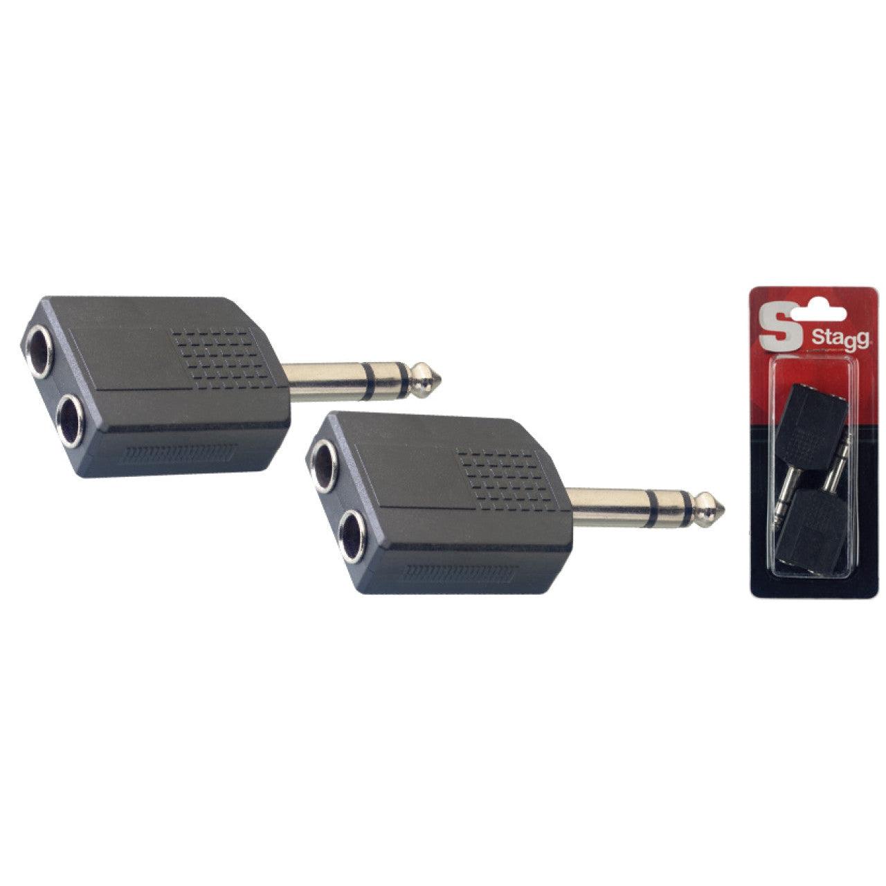 Stagg 2 X female stereo Jack to 1 X male stereo jack adapter, 2 pcs pk