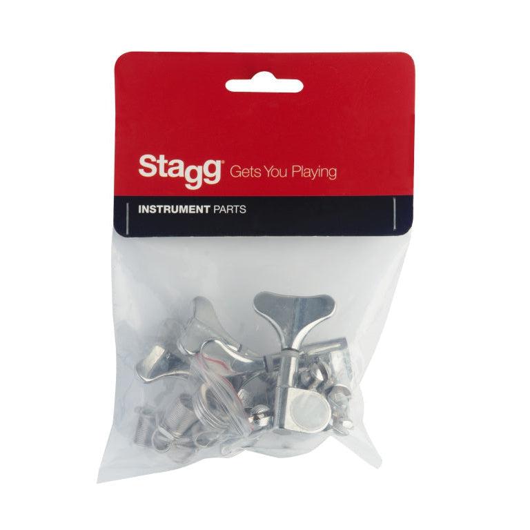 Stagg SP-MHBS-4X1CH 4 X 1 mekanikker til basguitar, Chrome