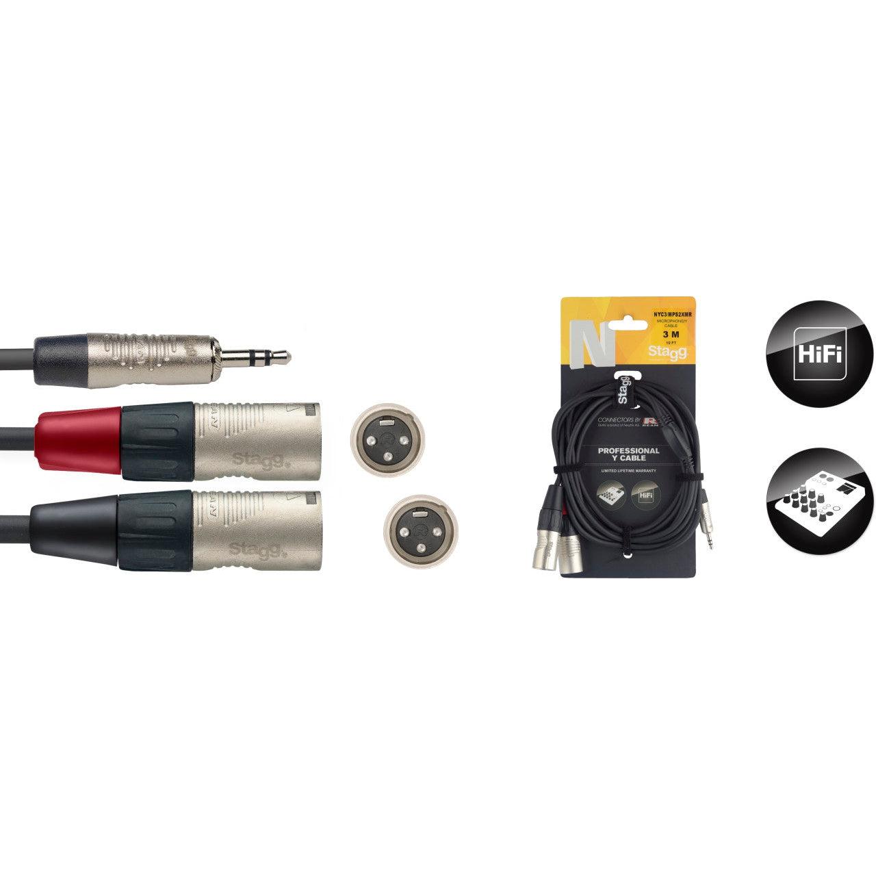 Stagg Y-cable, male mini stereo Jack to 2 x male XLR