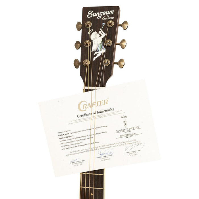 Crafter 50th Anniversary Dreadnought Elektrisk-akustisk Guitar med Solid Torrefied Spruce Dæk