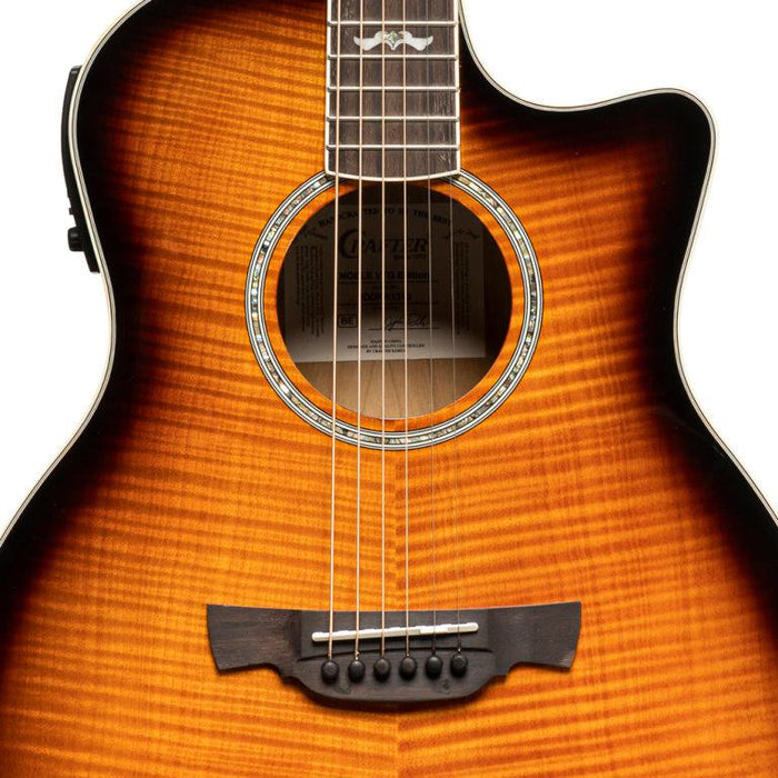 Crafter E/A mini jumbo guitar, Flamed Maple Sunburst