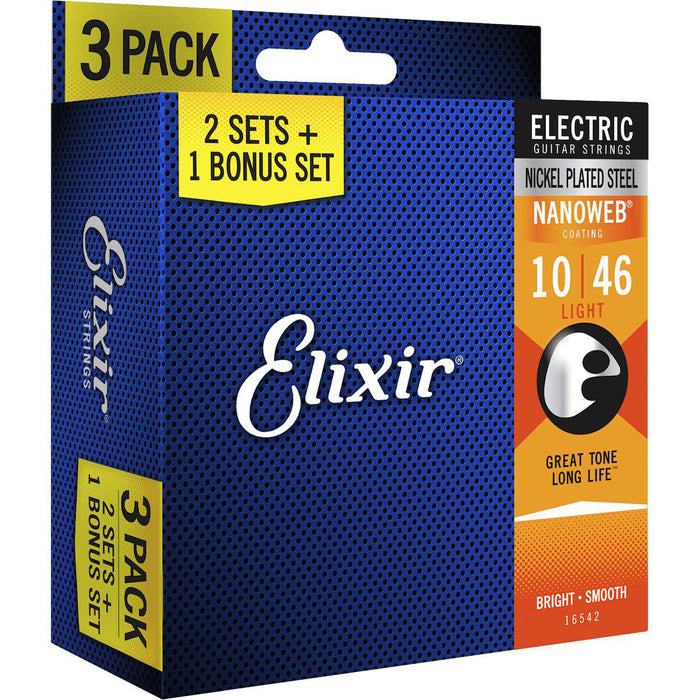 Elixir Nanoweb el-guitar strenge - 3 packs