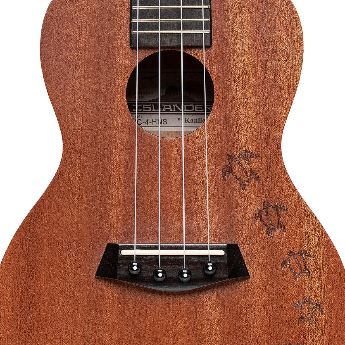 Islander MC-4-HNS Traditional concert ukulele with mahogany top and Honu turtle engraving