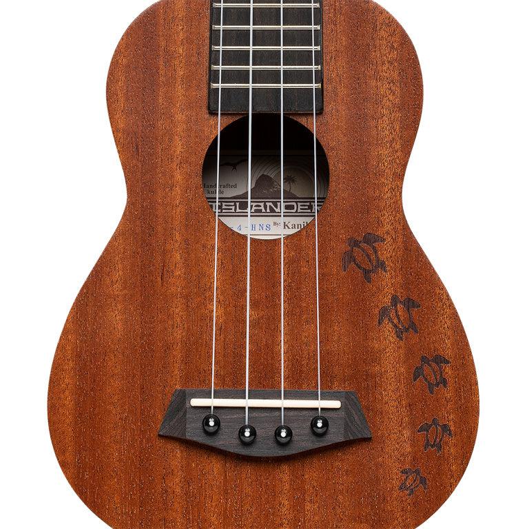 Islander MS-4-HNS Traditional soprano ukulele with mahogany deck and Honu turtle engraving