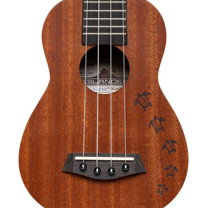 Islander MS-4-HNS Traditional soprano ukulele with mahogany deck and Honu turtle engraving
