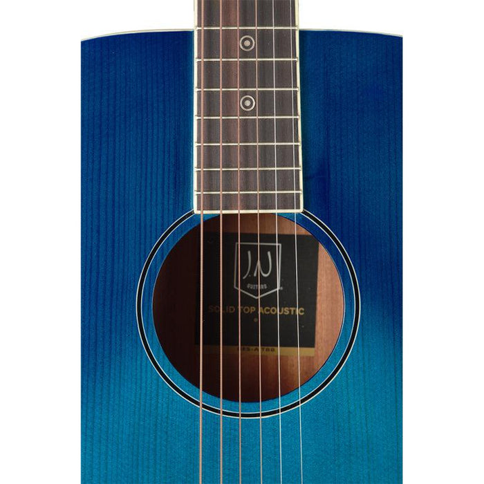 J.N Guitars BES-A TBB Transparent blueburst auditorium guitar m/massiv gran dæk