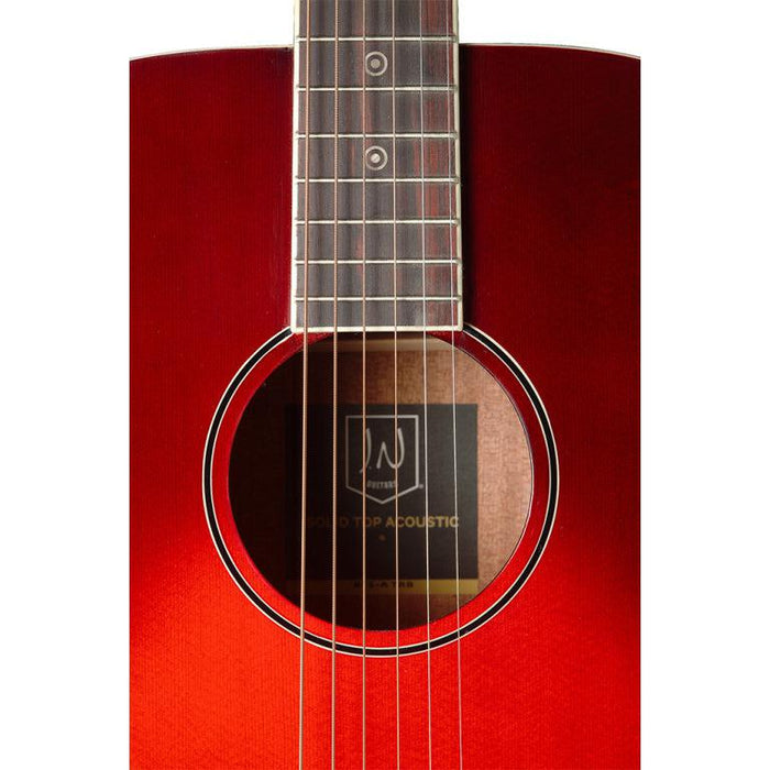 J.N Guitars BES-A TRB Transparent redburst auditorium guitar m/massiv gran dæk