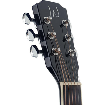 JN Guitars BES-ACE BK black auditorium guitar w/solid spruce top and B-Band Pick-up