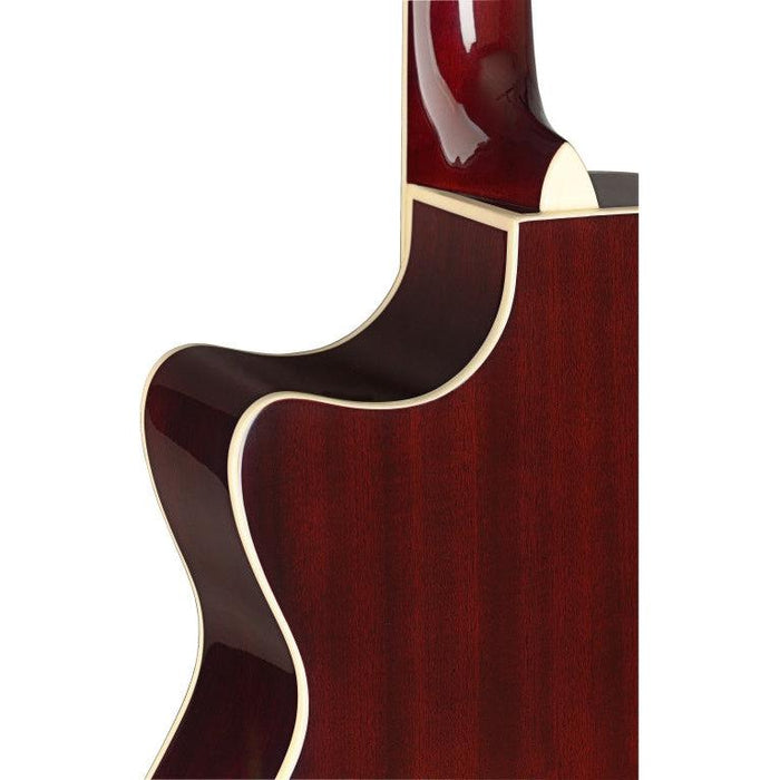 J.N Guitars BES-ACE TRB Transparent redburst auditorium guitar m/massiv gran dæk og B-Band Pick-Up