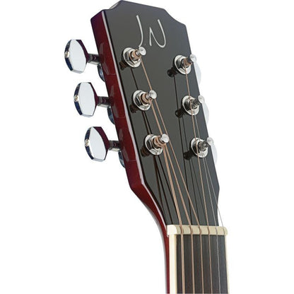 JN Guitars BES-ACE TRB Transparent redburst auditorium guitar w/solid spruce top and B-Band Pick-Up