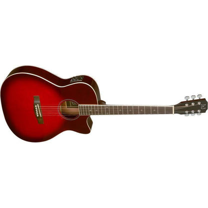 JN Guitars BES-ACE TRB Transparent redburst auditorium guitar w/solid spruce top and B-Band Pick-Up