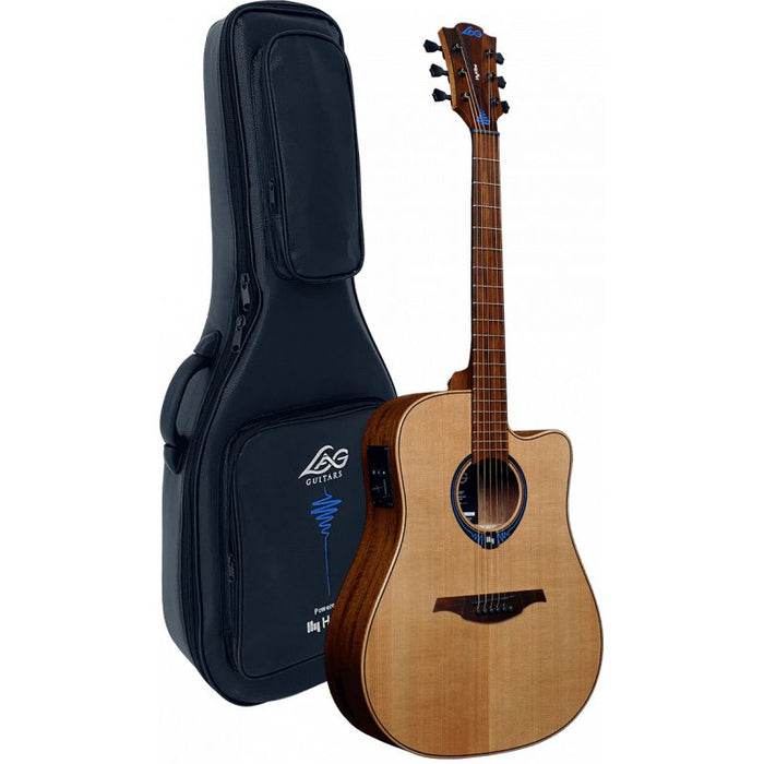 Lag Guitars THV10DCE-LB Hyvibe, cutaway, satin, softcase