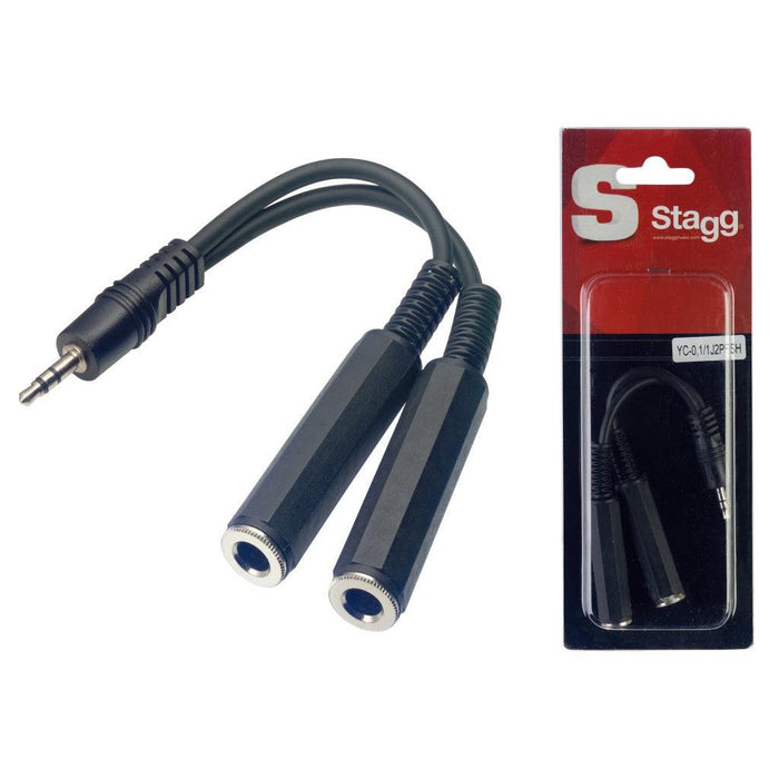 Stagg 1 X han stereo mini jack til 2 X hun stereo jack adapter kabel