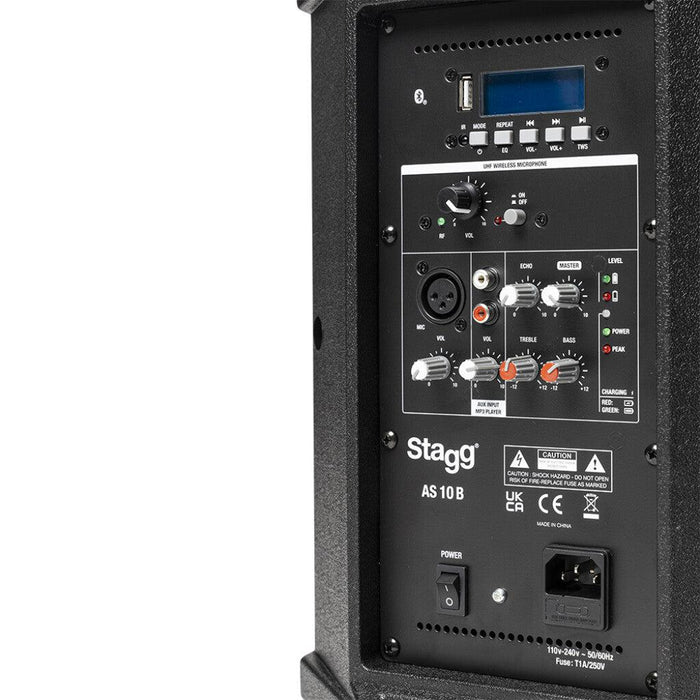Stagg 10" Battery Powered højttaler med bluetooth og UHF mikrofon