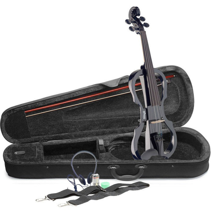 Stagg 4/4 Electrisk Violin Sæt i sort, med softcase og hovedtelefoner