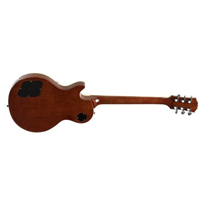 Stagg Deluxe-serien, massiv mahogni med AAA-flammet ahorntop, Transperant sort