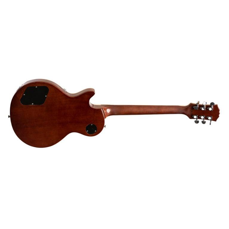 Stagg Deluxe-serien, massiv mahogni med AAA-flammet ahorntop, Vinrød