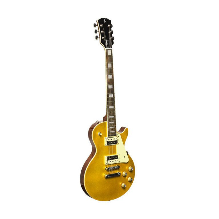 Stagg LP type el-guitar med massiv mahogni krop, gold