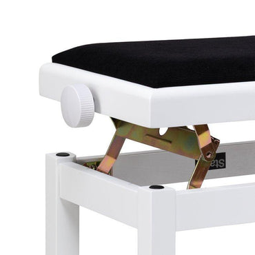 Stagg PB05 piano bench, matte white w/ black velvet seat