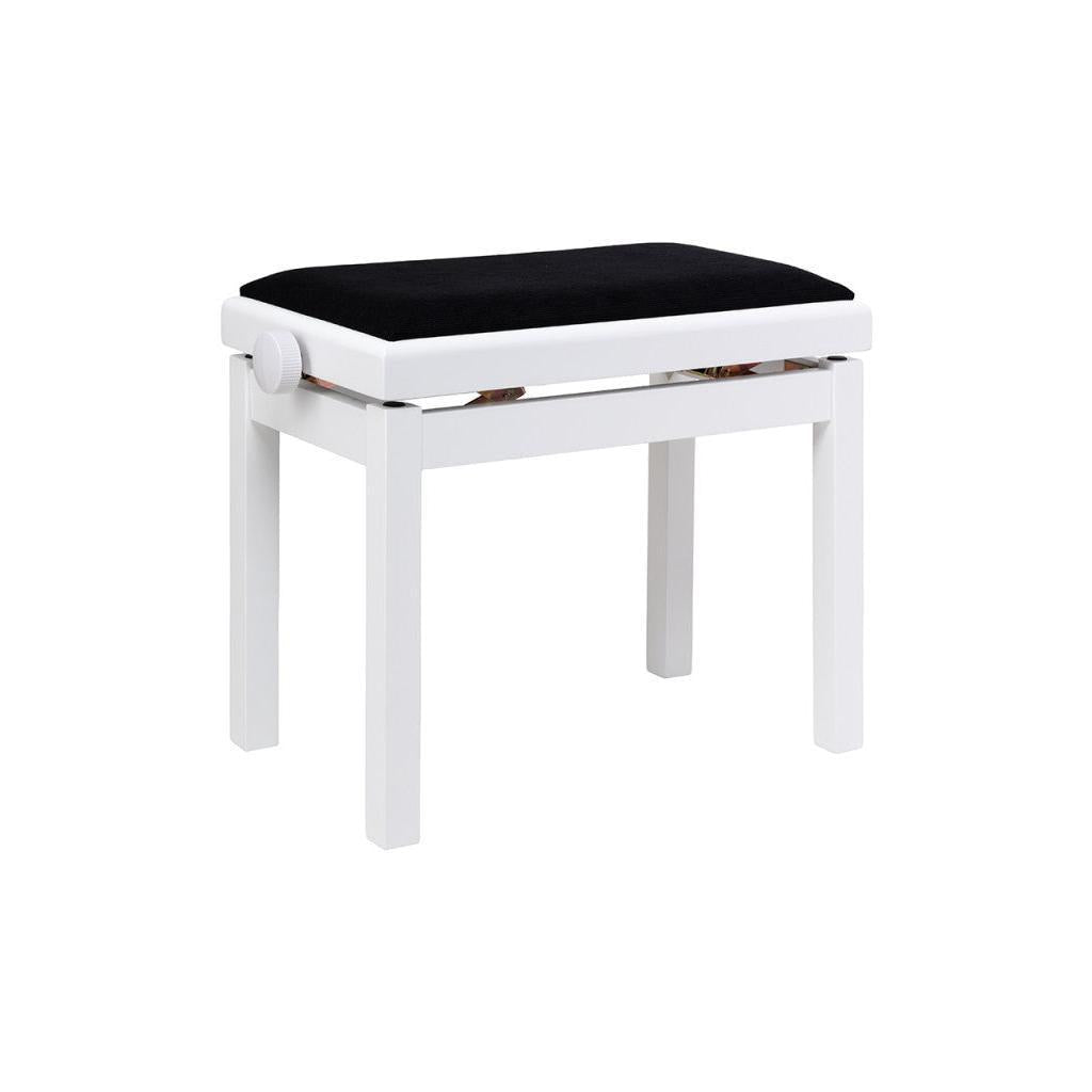 Stagg PB05 piano bench, matte white w/ black velvet seat
