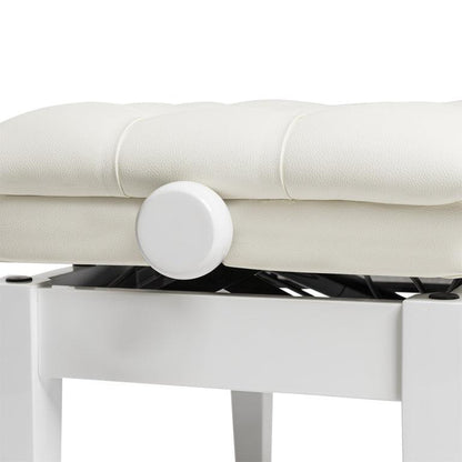Stagg PBH 850 hydraulic piano bench, high gloss white w/white vinyl seat
