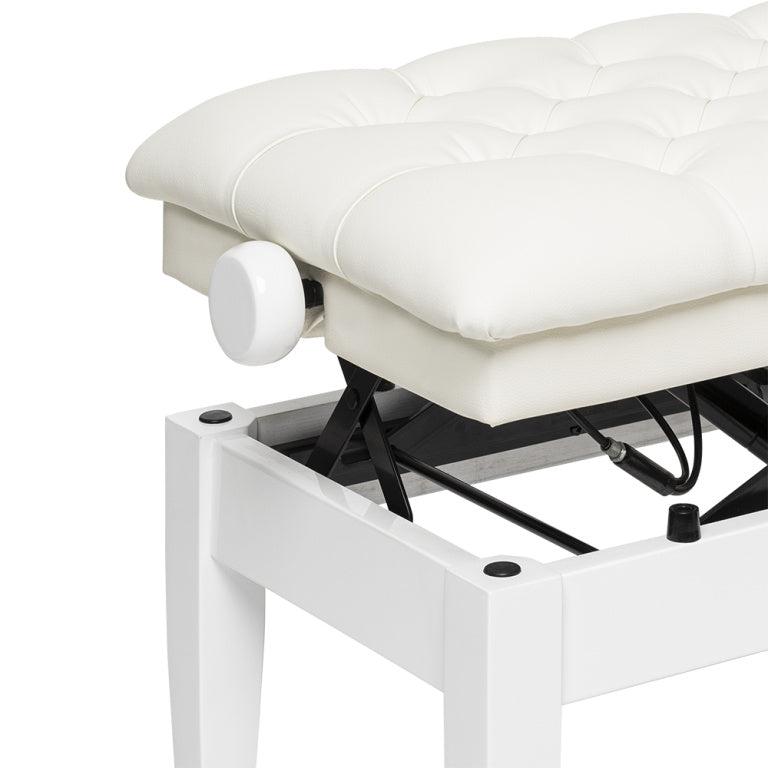 Stagg PBH 850 hydraulic piano bench, high gloss white w/white vinyl seat