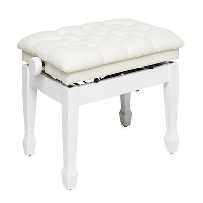 Stagg PBH 850 hydraulic piano bench, high gloss white w/white vinyl seat