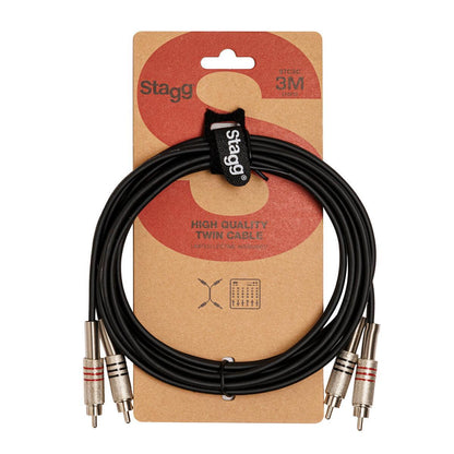 Stagg STC3C Twin kabel – RCA til RCA (han/han), 3 m