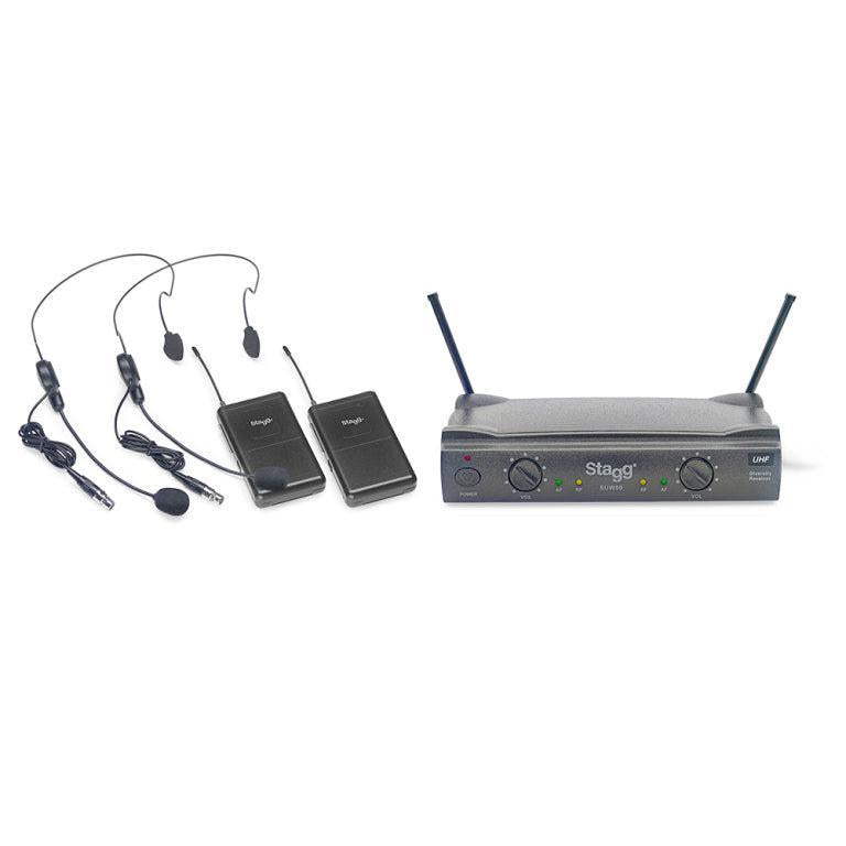Stagg UHF True Diversity 2-Channel Headset Wireless System