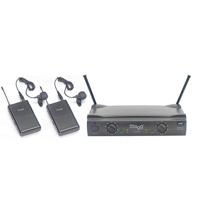 Stagg UHT True Diversity 2-Channel Lavalier Microphone Wireless System