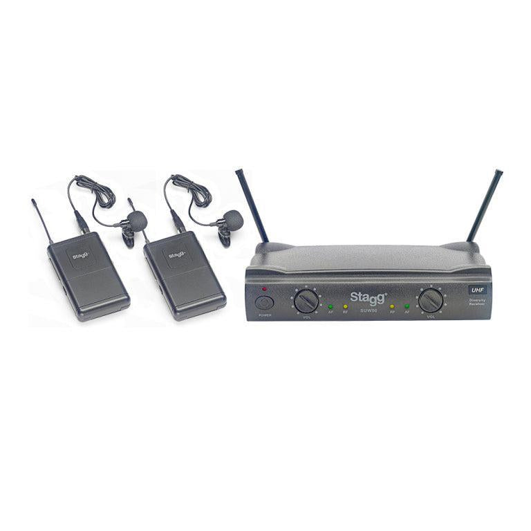 Stagg UHT True Diversity 2-Channel Lavalier Microphone Wireless System