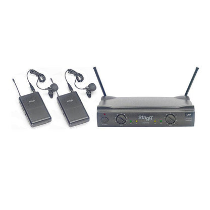 Stagg UHT True Diversity 2-Channel Lavalier Microphone Wireless System