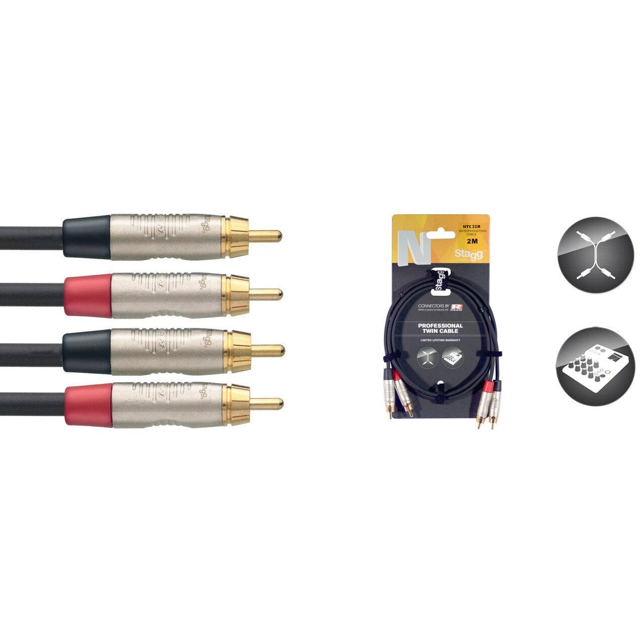 Stagg dual cable, male phono to male phono