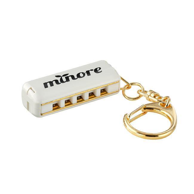 Suzuki mini harmonica Minore 5 holes with key ring - White