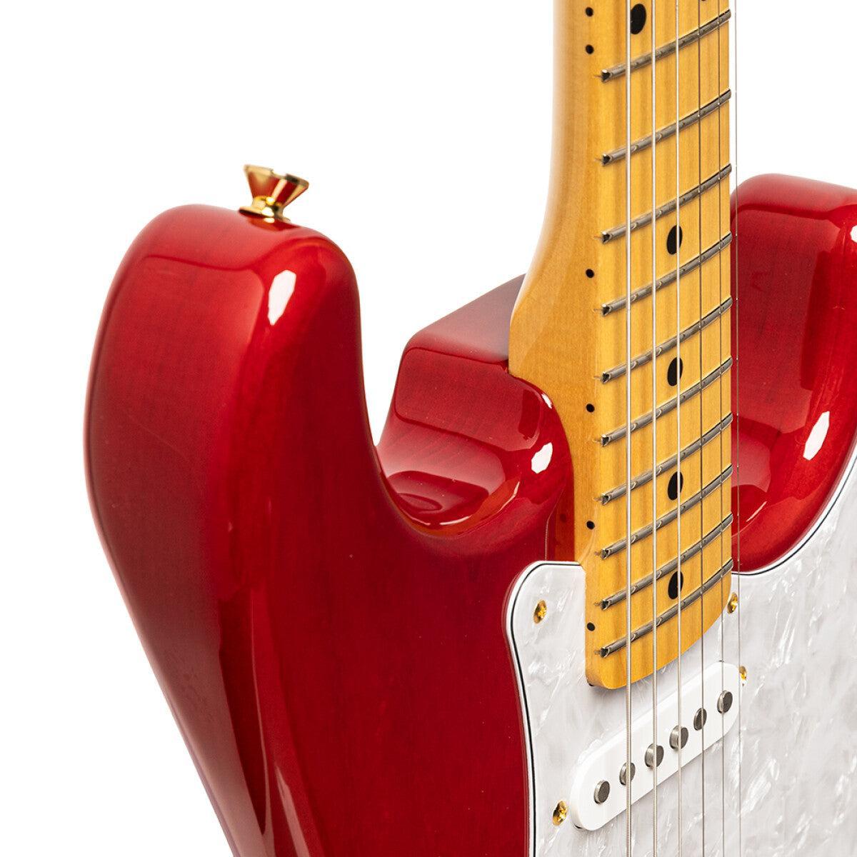 TOKAI TST118G SR/M Vintage solid body electric guitar, maple fingerboard, See Through Red finish + case