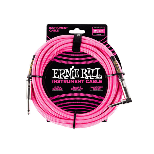 Ernie Ball 6065 Instrument kabel i neon pink stof 7,5 m - BORG SOUND