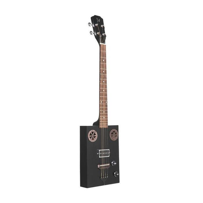 J.N Guitars CASK-HOGSCOAL Acoustic-electric Cigar Box Guitar med 4 strenge og sapele dæk