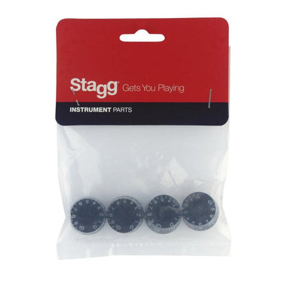 Stagg 2 x volume og  2 x tone knapper til P type elektrisk guitar, Sort Hat Type