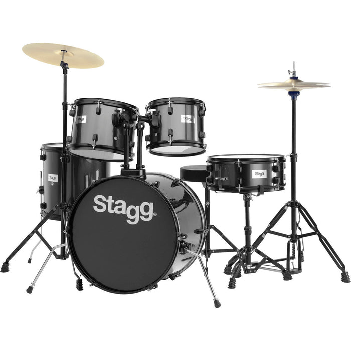 Stagg 5-Piece, 20" trommesæt komplet med hardware og bækkener, sort
