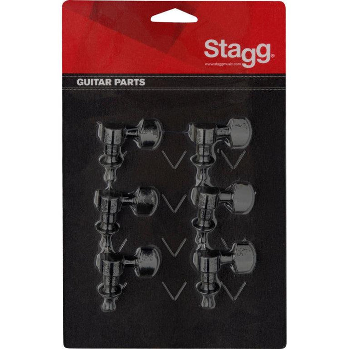 Stagg 6 In-Line mekanikker til el-guitar, sort
