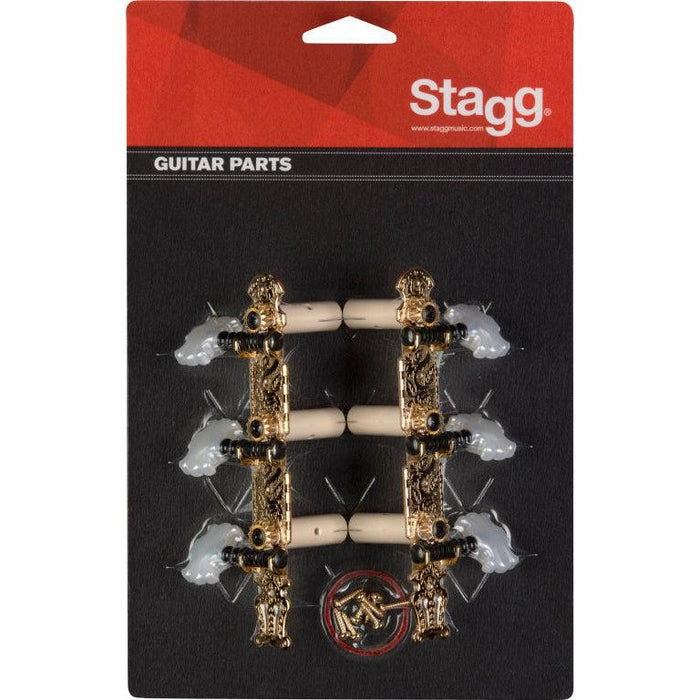 Stagg KG360 3L+3R mekanikker til klassisk guitar, forgyldt med perlemors knapper