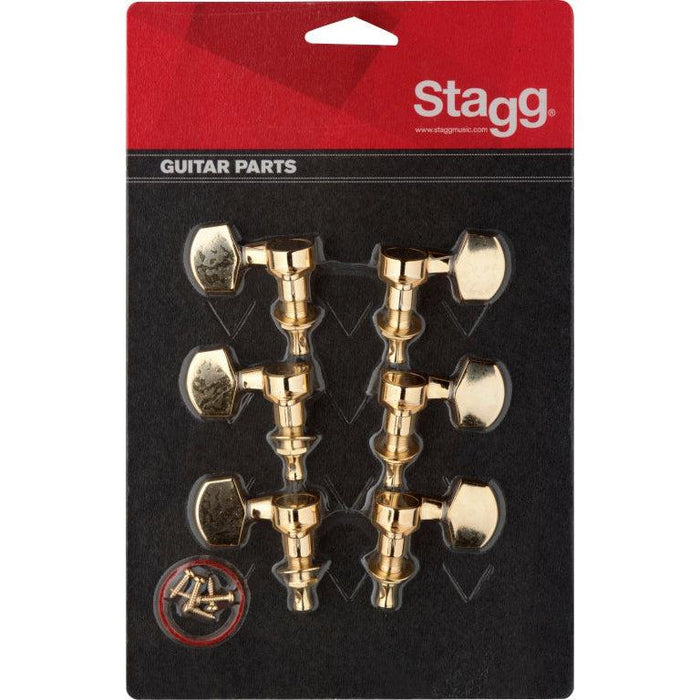 Stagg KG371GD 3L + 3R mekanikker til el- og western guitar, forgyldt