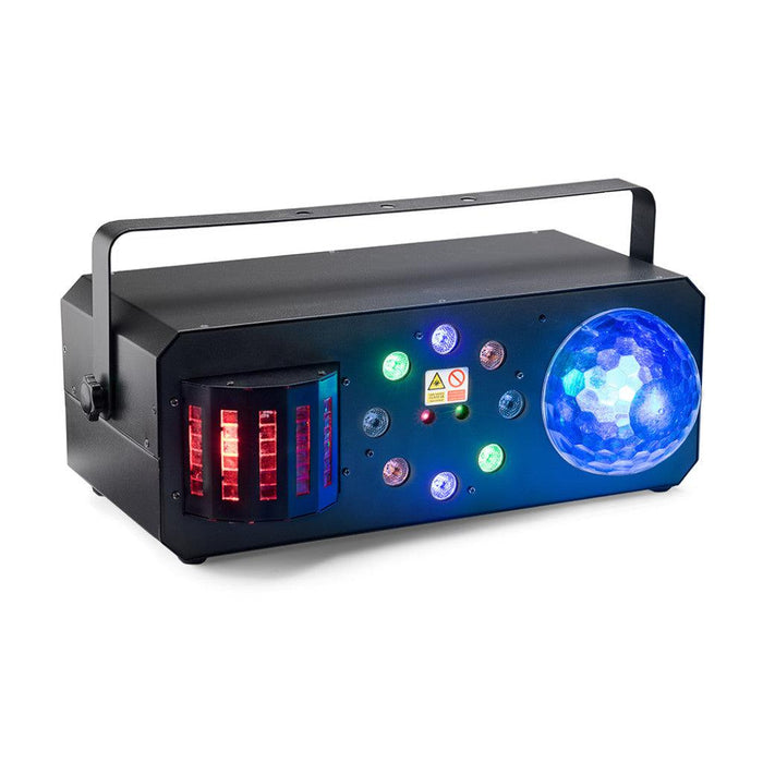 Stagg Multi-Effect Box med Rød og Grøn Laser, Derby, LED Colour Wash og Discokugle