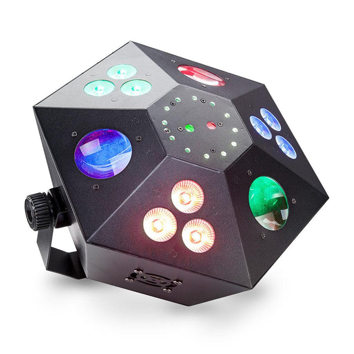 Stagg Multi-Effects Box med Rød og Grøn Laser, 3 LED Colour Wash, Strobe og LED Flower