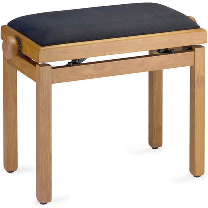 Stagg PB39 piano bench, matt natural oak w/black velvet seat