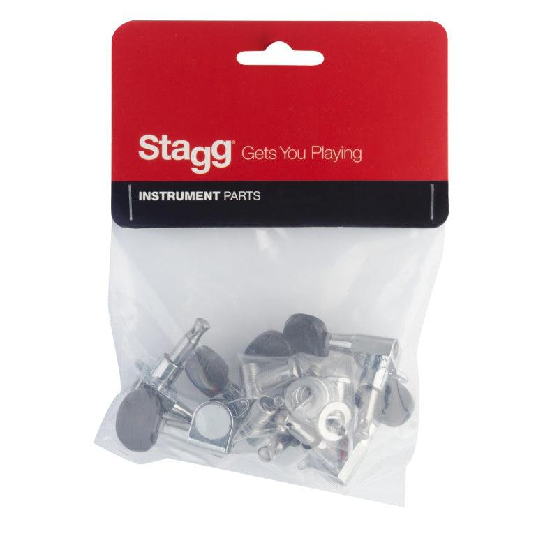 Stagg SP-MHWS-CHBB 2 X 3 mechanics for western guitar, chrome with black button