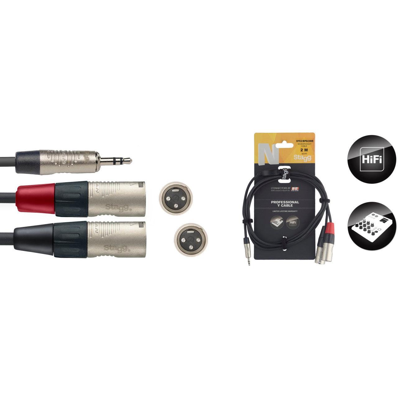 Stagg Y-cable, male mini stereo Jack to 2 x male XLR