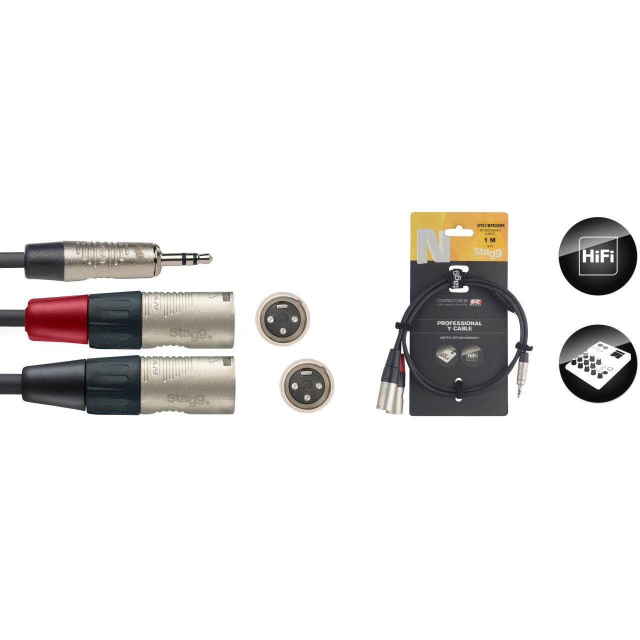 Stagg Y-cable, male mini stereo Jack to 2 x male XLR